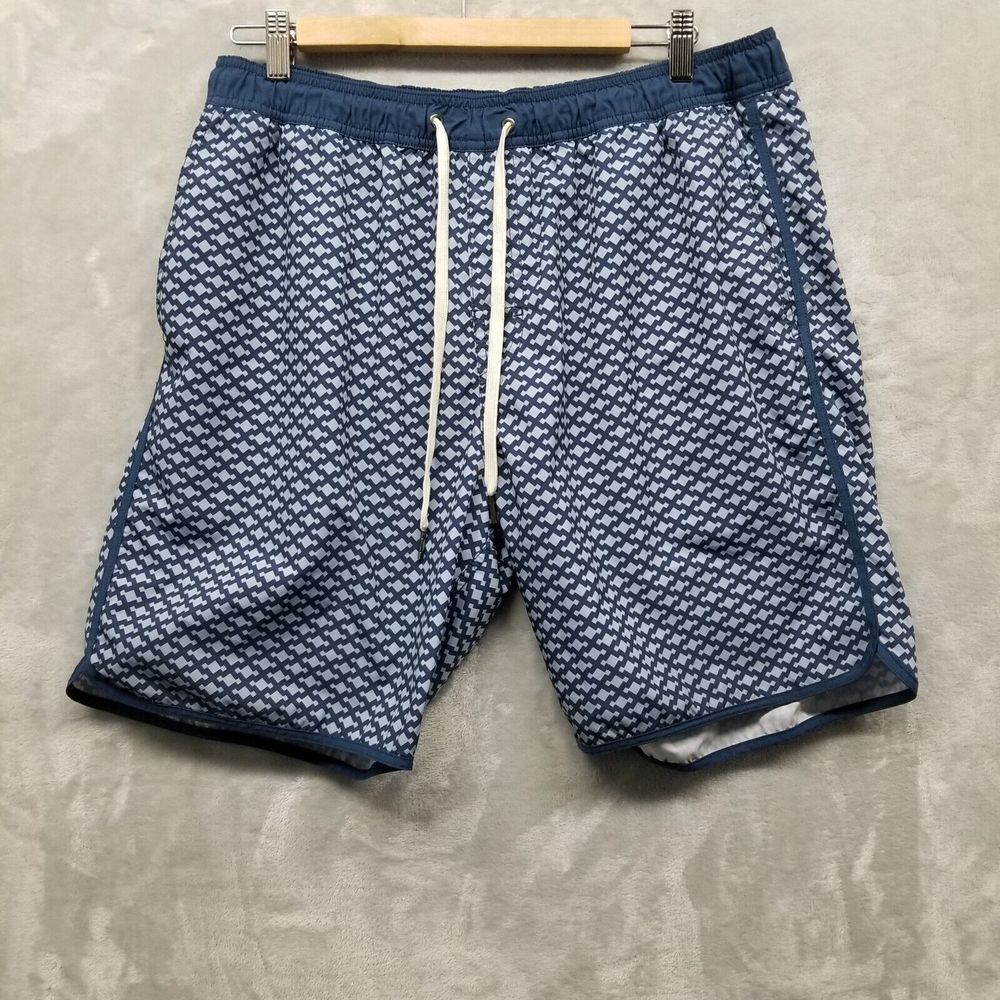 Fair Harbor Blue and White Swim Trunks